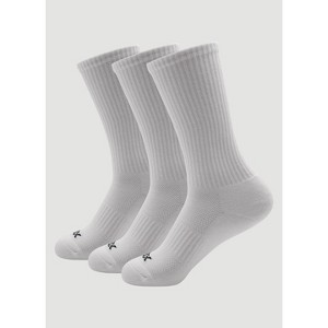 RBX Active Unisex Crew Socks 3-Pack, Cotton Blend Moisture Wicking Ventilated Crew Sock with Arch Support, Cushioned Footbed - 1 of 4