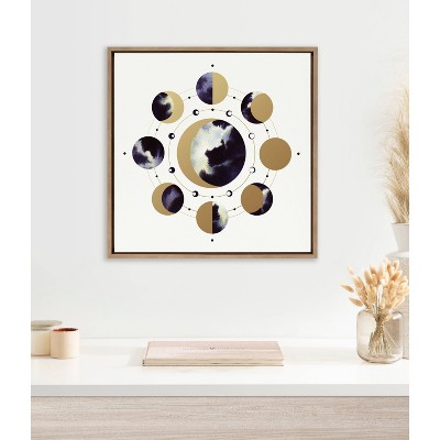 22" Gold Framed Abstract Lunar Canvas Print