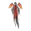 Morris Costumes 5 ft Animated & Light-Up Red Skeletal Reaper with Wings Hanging Decoration - Red - 2 of 3
