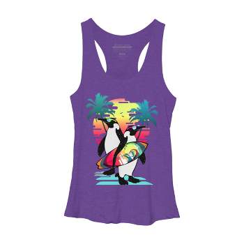 Women's Design By Humans Penguin Summer Vacation By clingcling Racerback Tank Top