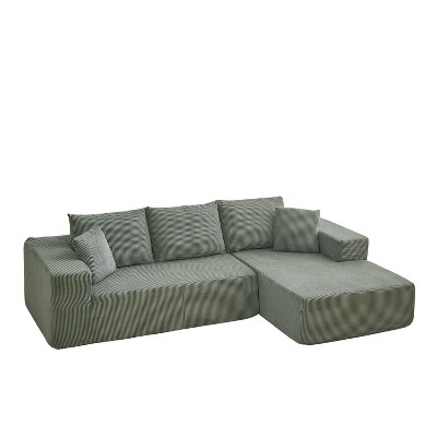 NicBex Modern Corduroy Sectional Sofa,Modular L Shaped Sectional Couch with Chaise and 5 Pillows for Living Room,Apartment,Office