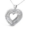 Haus of Brilliance Silver 1.0 Cttw Baguette and Round Diamond Heart Pendant Necklace - 4 of 4