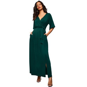 Roaman's Ultrasmooth Faux Wrap Maxi Dress - 1 of 3