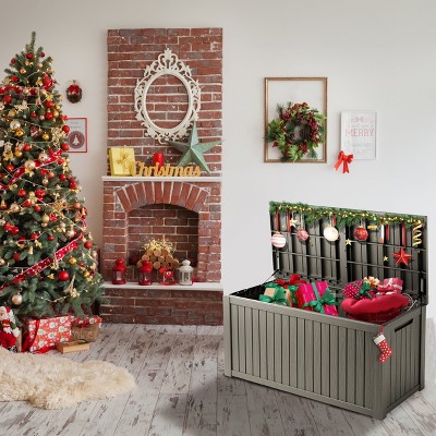 YARDGRACE large gallon resin deck box, lockable terrace indoor and outdoor storage box, waterproof storage box