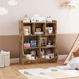 3 Tier Kids Bookshelf Toy Storage Cabinet Organizer Wood Children's Toy Shelf Book Rack Bookshelf Toddler Book - 1 of 4