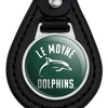 Le Moyne College Dolphins Logo Black Leather Keychain - 3 of 4