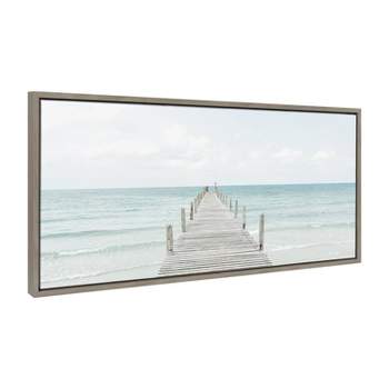 18" x 40" Sylvie Wooden Pier on Beach Framed Canvas by Amy Peterson Gray - Kate & Laurel All Things Decor