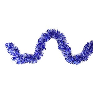Northlight 12' x 3.5" Unlit Blue/Silver Wide Cut Tinsel Christmas Garland - 1 of 3