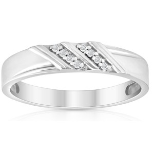 Pompeii3 1/10ct Diamond Mens Ring 14K White Gold - 1 of 4