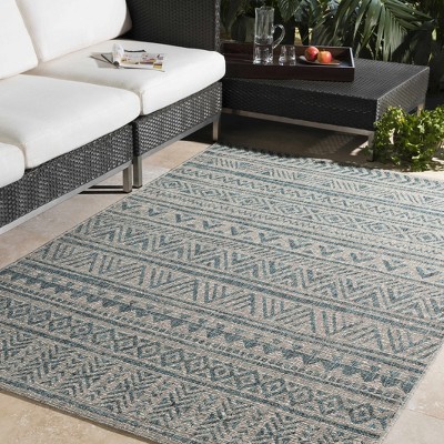 Hauteloom Novato Aqua All Over Pattern Performance Rug