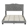 Modern Velvet Upholstered Platform Bed with Tufted Headboard,Sturdy Wood Frame,Queen Size-Maison Boucle - 4 of 4
