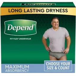 Depend FIT-FLEX Adult Incontinence Disposable Underwear for Men - Maximum Absorbency - Gray
