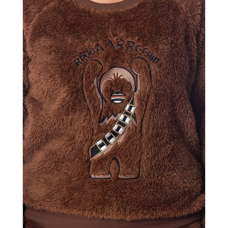 Star Wars Womens' Chewbacca Roar Sweater and Shorts Sleep Pajama Set Brown, 3 of 6