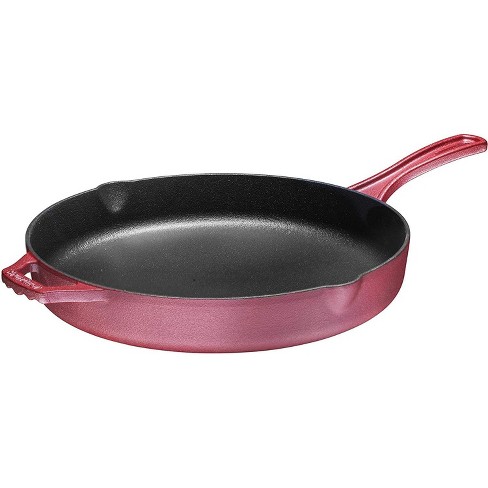 Bruntmor 12'' Grey Pre-seasoned Cast Iron Frying Pan with Easy Draining - Red - image 1 of 4