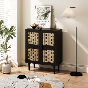 Wooakway 4-Door Rattan Storage Cabinet Modern Rattan Buffet Sideboard Accent Furniture for Entryway Living Room - 1 of 4