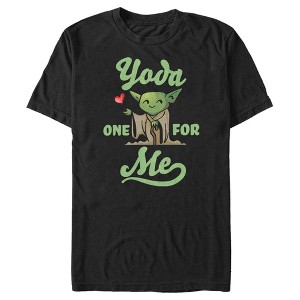 Men's Star Wars Valentine's Day Yoda One for Me Black T-Shirt - 1 of 4