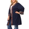 Agnes Orinda Women's Plus Size Contrast Placket Sleeves Knit Open Front Cardigans - 2 of 4