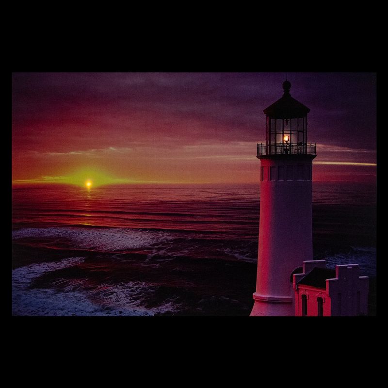 Northlight 23.75" LED Lighted Sunset Lighthouse Seaside Scene Canvas Wall Art, 4 of 5