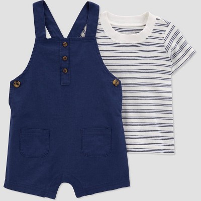 Image of Carter's Just One You® Baby Boys' Striped Undershirt & Bottom Set - Navy Blue/White Newborn