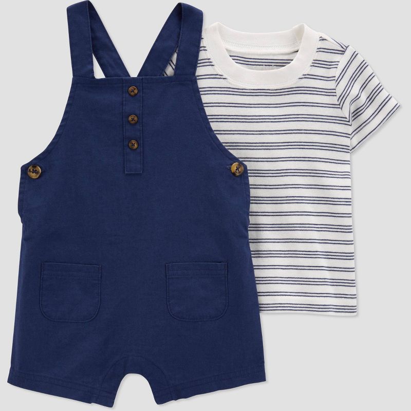 Carter's Just One You® Baby Boys' Striped Undershirt & Bottom Set - Navy Blue/White, 1 of 7
