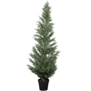 Okak 5/6FT UV-Resistant Artificial Cypress Tree in Plastic Pot, Artificial Plants with Realistic Touch and Look, Faux Tree for Garden or Entryway - 1 of 4