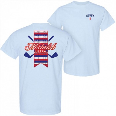 Mens Michelob Ultra Golf Scorecard Blue Colorway Front/Back Print T-Shirt
