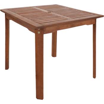 Sunnydaze Outdoor Meranti Wood with Teak Oil Finish Rustic Square Backyard Patio Dining Table - 31" - Brown