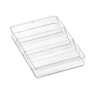 Large Shallow Tray with Angled Dividers Clear - madesmart: Plastic Drawer Organizer for Hair Supplies & Toiletries - 1 of 3