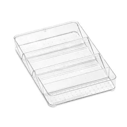 Large Shallow Tray with Angled Dividers Clear - madesmart