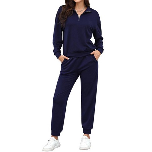 Navy blue jogger set womens hotsell