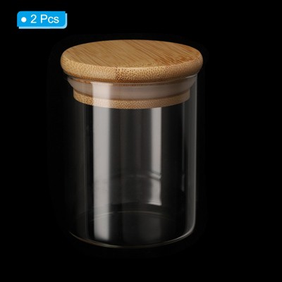 Unique Bargains Kitchen Food Storage Glass Jar with Airtight Bamboo Lid 2 Pcs 8x6.5cm — фото 3