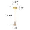 Possini Euro Design Medbury Mid Century Modern 61 1/2" Tall Standing Floor Lamp Skinny Pull Chain Gold Metal Brass Finish Living Room Dome Shade - 4 of 4