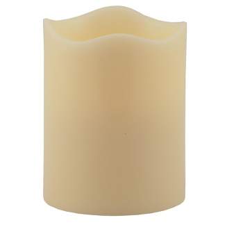 Pacific Accents Flameless 4x5 Ivory Melted Top Wax Pillar Candle