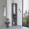 74.8 In. Corner Bar Cabinet Unit with Wine Glass Rack and Lower Cabinet, Smokey Oak - 4 of 4