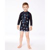Deux par Deux Boy Printed Long Sleeve Rashguard Light Blue Beach on Black - 2 of 4