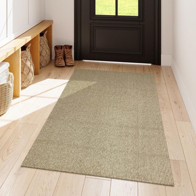 Lahome Boho Area Rug Machine Wasbable Rugs for Kitchen Non Skid Low Pile Braided Cotton Farmhouse Entryway Rugs Indoor Throw Rug Door Mats