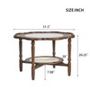 Kumasinova 31.5" Round Solid Wood Coffee Table,2-Tier Petal-Shaped Tabletop Tea Table Accent Center Table for Living Room,220lbs Max,Walnut - 2 of 4