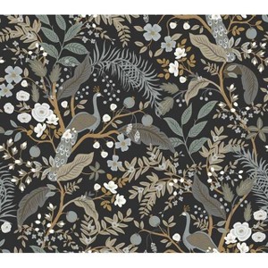 Rifle Paper Co. Peacock Garden Black Peel and Stick Wallpaper: Self-Adhesive, Animal Icon, Multicolor, 45 Sq Ft Coverage - 1 of 4