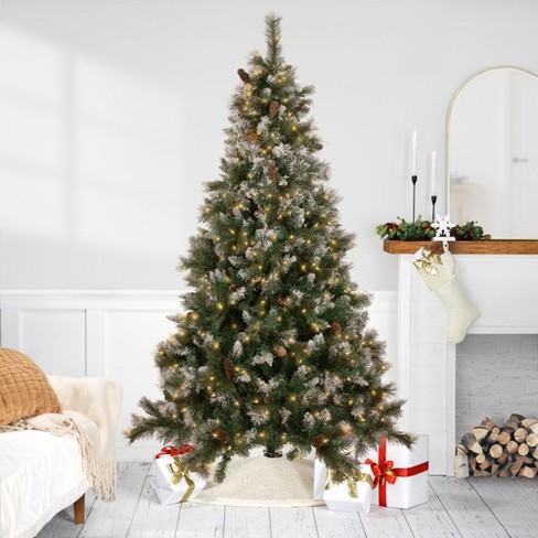 Northlight Real Touch™️ Pre-lit Snow Valley Pine Artificial Christmas Tree - 7.5' - Clear Lights - image 1 of 4