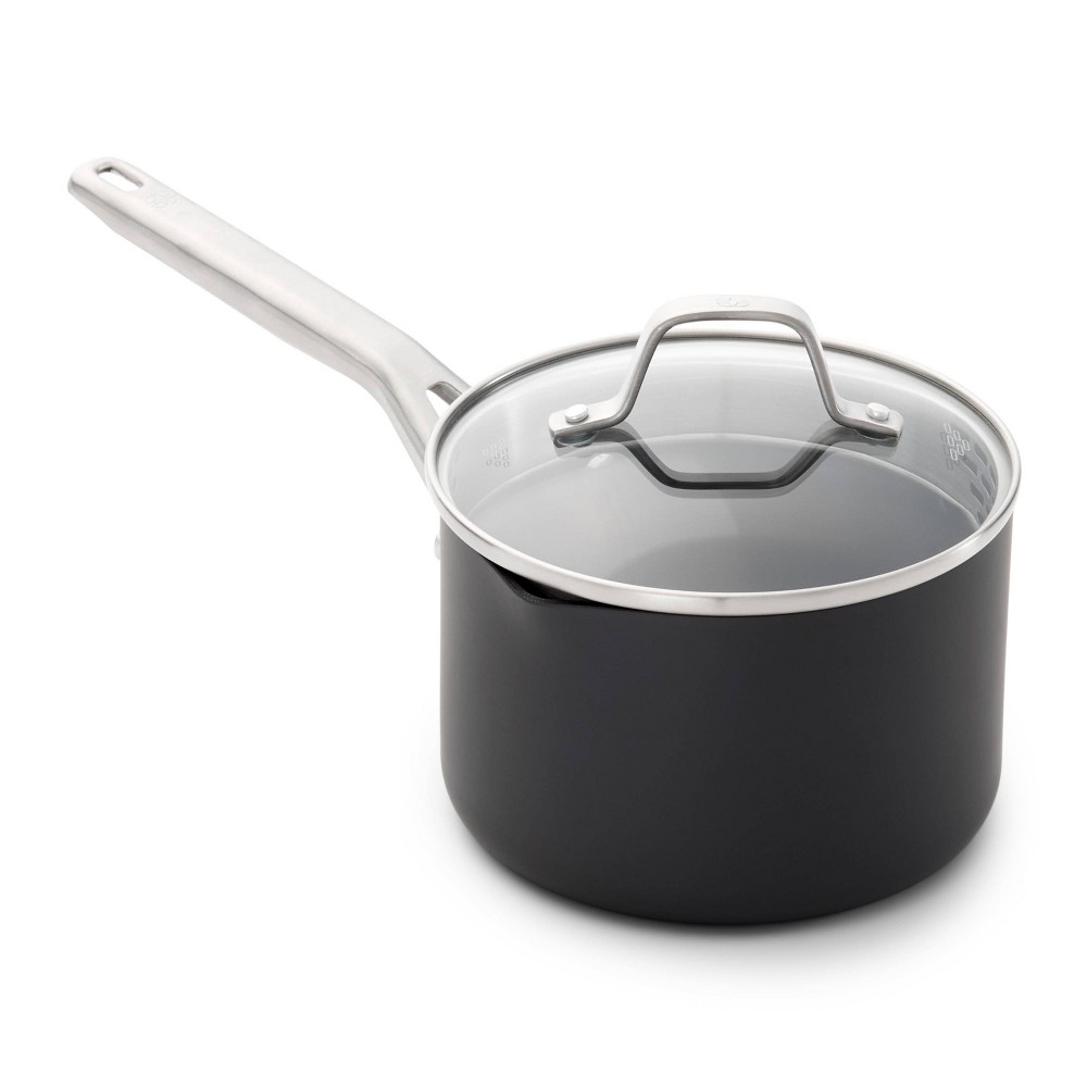 Calphalon 2.5qt Hard Anodized Nonstick Sauce Pan with Lid: Stay-Cool Silicone Handle, Tempered Glass, Dishwasher-Safe