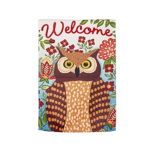 Evergreen Garden Flag Fall Owl Welcome Suede Double Sided Indoor Outdoor Decor 18" x 12.5" - 1 of 1