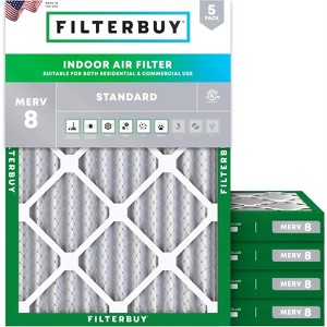 Filterbuy 25x28x2 Air Filter (5-Pack), Pleated MERV 8 Dust Defense Replacement HVAC AC Furnace Filters (Actual Size: 24.50 x 27.50 x 1.75) - 1 of 4