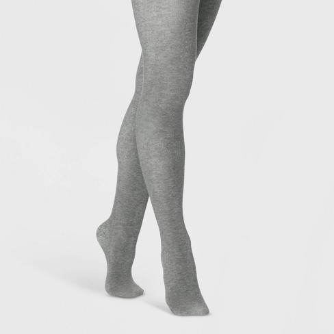 Women's Cable Fleece Lined Tights - A New Day™ Charcoal Heather L