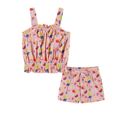 Andy & Evan  Toddler  Pink Fruit Print Tank and Shorts Set