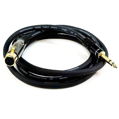 Monoprice XLR Female to 1/4in TRS Male Cable - 6 Feet | 16AWG, Gold Plated - Premier Series