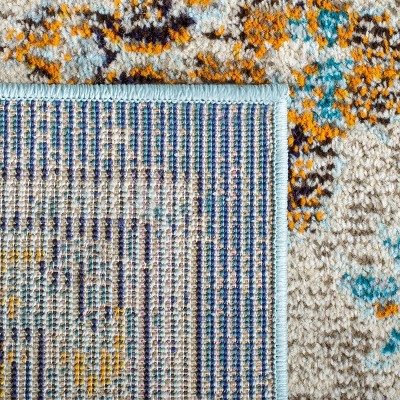 Blue and Light Blue Hand-Knotted Synthetic Area Rug
