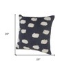HomeRoots Set of Two 20" Dark Blue And Natural Polka Dot Cotton Throw Pillows with Texture - 3 of 4
