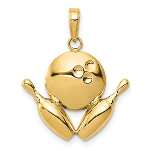 Black Bow Jewelry 14k Yellow Gold Diamond Cut Bowling Ball and Pins Pendant - 1 of 4
