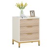 Resenkos Night Stands for Bedrooms, White and Gold Light Wood Grain Nightstands with 3 Drawers Bedside End Tables Storage for Living Room Brown - 4 of 4