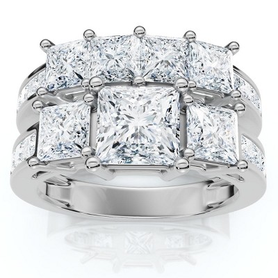 Pompeii3 3 1/2Ct Princess Cut Diamond Engagement Ring Set 14k Gold or Platinum Lab Created